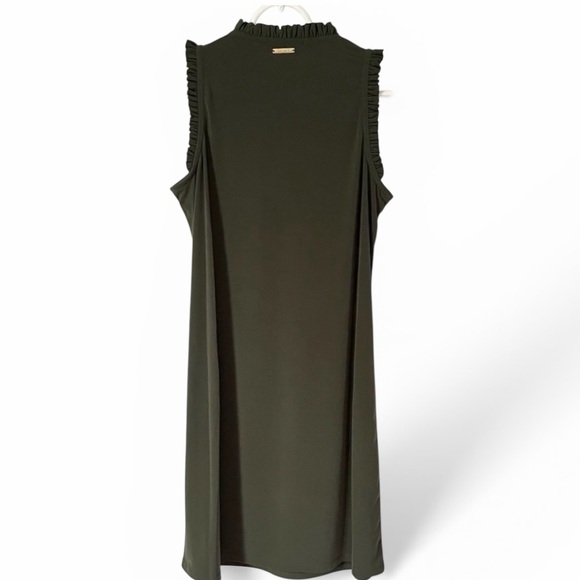 Michael Kors Olive V-Neck Ruffle-Trim Midi Dress - Picture 2 of 5